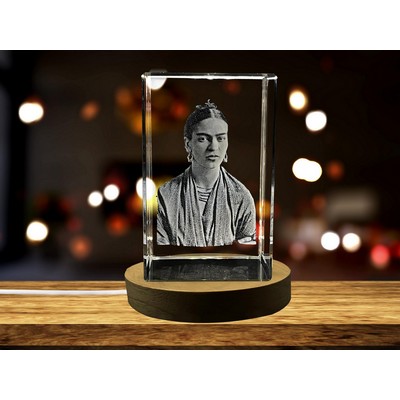 Frida Kahlo 3D Engraved Crystal Trophy Award w/LED Base Light - Art Decor