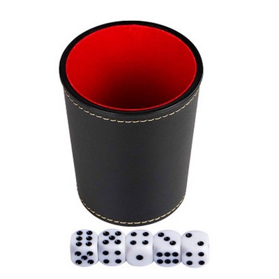 PU Leather Dice Cup with 5 Dices