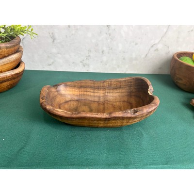 Small Salvaged Teak Live Edge Oval Bowl