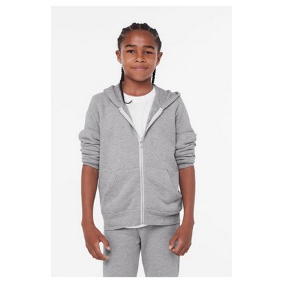 Bella + Canvas Youth Sponge Fleece Full-Zip Hooded Sweatshirt