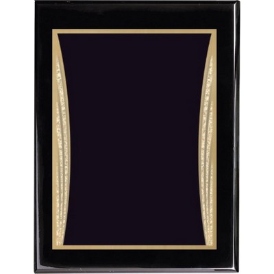 Ebony Piano Finish Plaque with Black Showtime Brass Plate, 8 x 10"