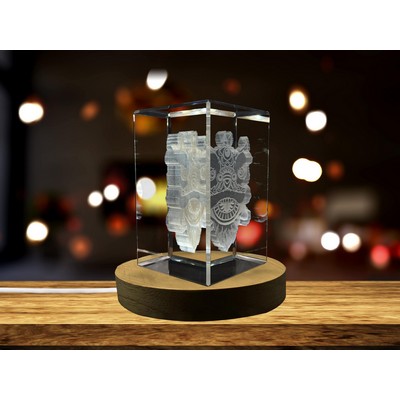 Chinese Lion 3D Engraved Crystal Trophy Award w/LED Base
