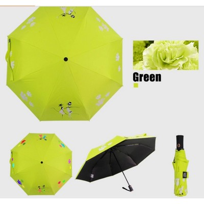 Custom 3 Fold Magic Umbrella Change Color W/UV Protect
