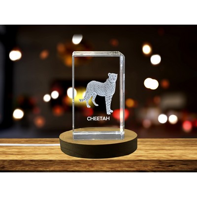 Cheetah 3D Engraved Crystal Trophy Award - Recognition for Exquisite Wildlife Art Enthusiasts