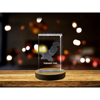Pakistan 3D Engraved Crystal Trophy Award - Illuminated Keepsake
