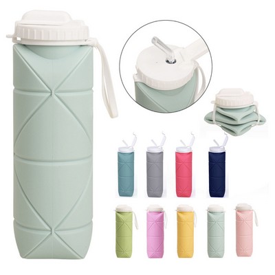 20 Oz. Collapsible Water Bottle w/Straw