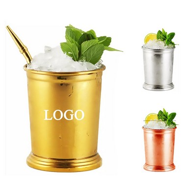 14OZ Classic Stainless Steel Mint Julep Beer Beverages Cup with Straw Spoon
