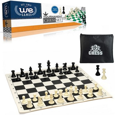 Tournament Chess Set, Roll-up Board, Weighted Pieces 3.75" King