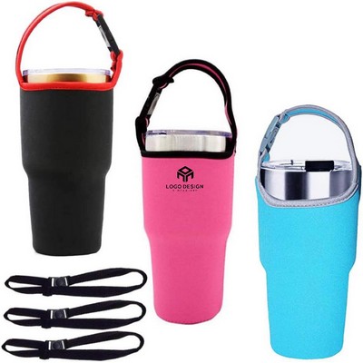 Neoprene Tumbler Carrier Sleeve with Strap