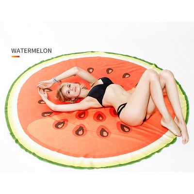 63 x 63" Watermelon Shape Custom Shape Towel Soft Microfiber Beach Towels - One Side Printing