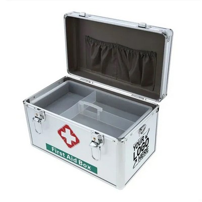 Compact 12" Aluminum First Aid Storage Box for Emergency Supplies