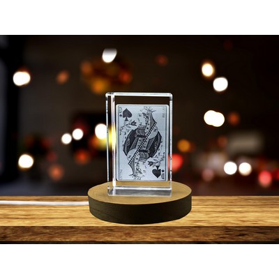 Trefle Lady Game Card 3D Engraved Crystal w/LED Base