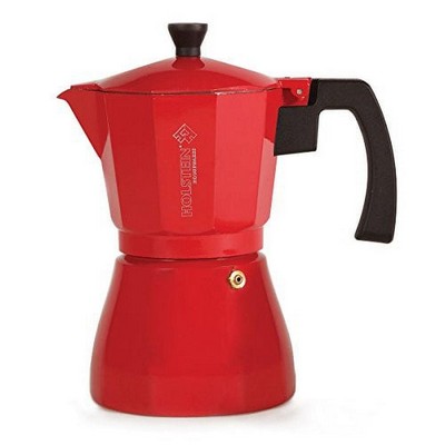 Holstein Housewares 6 Cup Aluminum Espresso Maker Red
