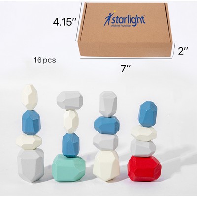 Colorful Wooden Stacking Balancing Blocks 16Pcs