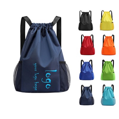 Drawstring Backpack With Pocket