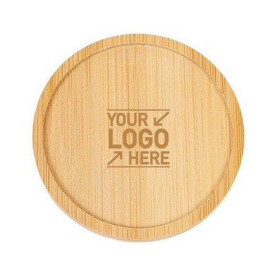 3 3/4" Waterproof Bamboo Coaster with Raised Edge Heat Insulation Plant Saucer for Succulent Pots