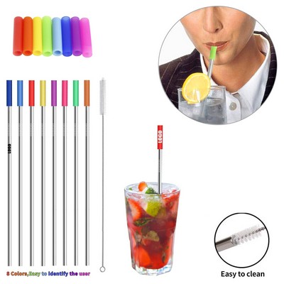 9.48" Straight Protector Metal Straw w/Brush