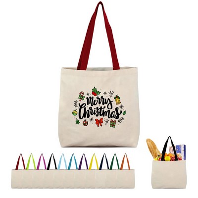8 Oz Cotton Tote Bag With Contrast Color Web Handles