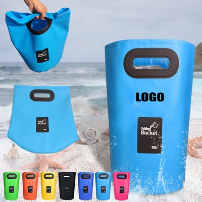 Folding Bucket with Waterproof Fabric and Dual Handles