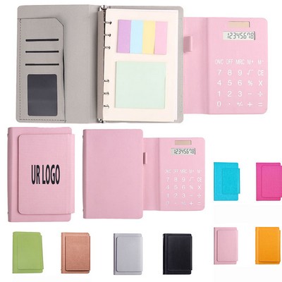 Three Fold Pu Notebook With Solar Calculator