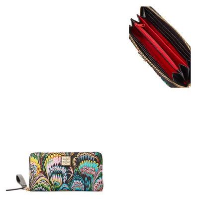 Dooney & Bourke Plumes Large Zip Around Wristlet - Black