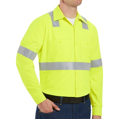 Red Kap® Men's Hi-Visibility Yellow Long Sleeve Work Shirt - Type R, Class 2