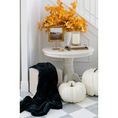 Patterned Faux Fur Zippered Black-Throw