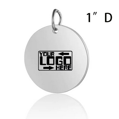 1"Round Silver Metal Charm With Jump Ring