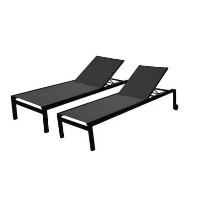 Pursonic Chaise Aluminum Lounge Chair, Black