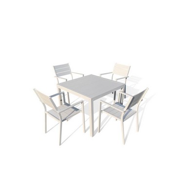Pursonic Sorrento Outdoor Aluminum 5 Piece Dining Set, White