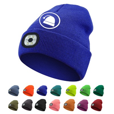 Rechargable LED Lighted Knit Beanie Hat