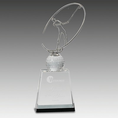 Crystal Golf Award Metal Oval Figure