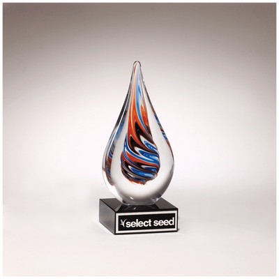 Teardrop on Glass Base Art Glass