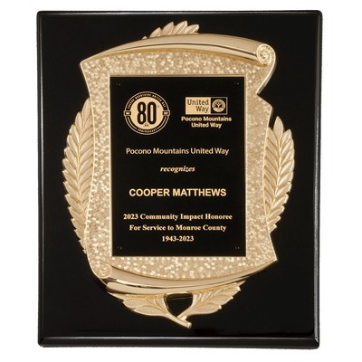 Piano Finish Plaque with Scroll Frame