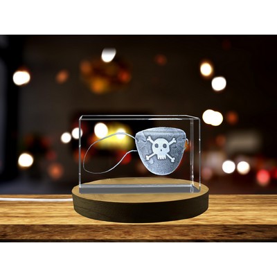 Pirate Eye Patch Crystal Award w/LED Base - Nautical Memorabilia