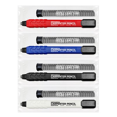 Mechanical Carpenter Pencil + 4pk Tube of Refill Leads Set in Cello Bag