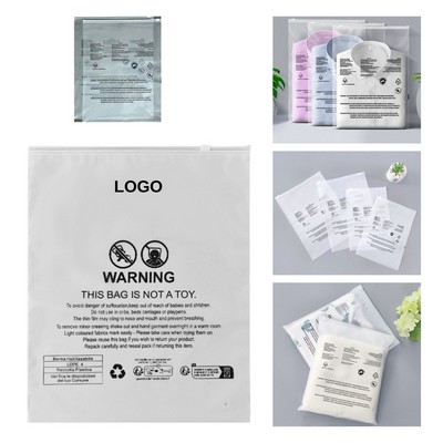 Warning Frosted Clothing Zipper Bag