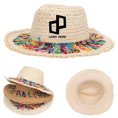 Colored Tassel Summer Straw Hat