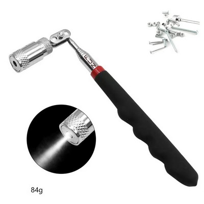 Universal Head Retractable Magnetic Pickup Stick Magnetic Tool Stick W/ LED Light
