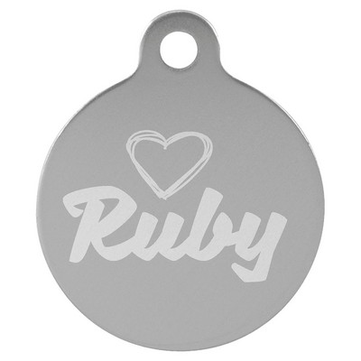 Anodized Aluminum Silver Round Pet Tags, Engraved, 1 1/4" dia