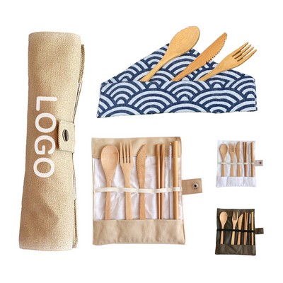 Eco-Friendly Bamboo Cutlery Set with Pouch