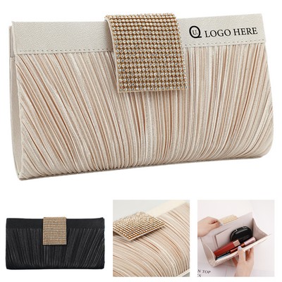 Elegant Shiny Diamond-Studded Clutch Bag