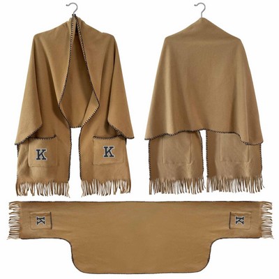 Winter Open Front Poncho Cape Scarf With Pocket