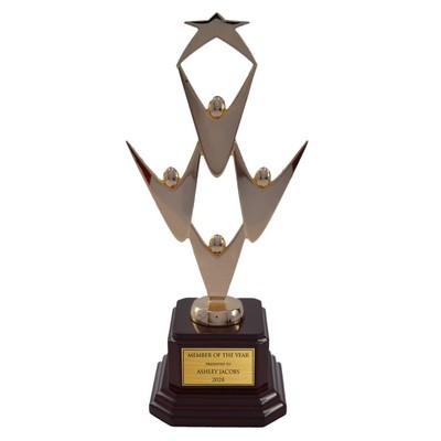 8" Gold Metal Teamwork w/ Gold Star on Rosewood Base