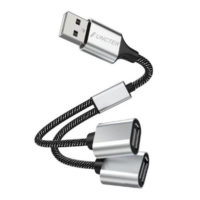 2" 1 USB Splitter Cable, Portable USB Hub for Charging, Data Transfer, Laptop