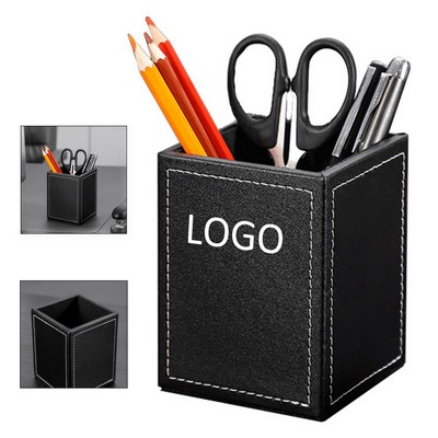 Leather Square Desktop Accessories Pen Holder