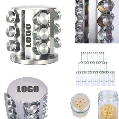 Rotating Spice Rack Organizer with 12 Empty Spice Jars