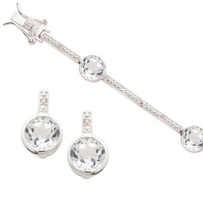 Jilco Inc White Topaz Bracelet & Earring Set
