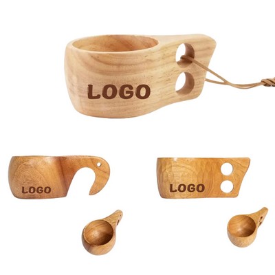 Finnish Rubberwood Coffee Cup with Nordic Design - Multi-Style Solid Wood Cup