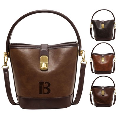 PU Tote Bag w/ Adjustable Strap and Lock Closure